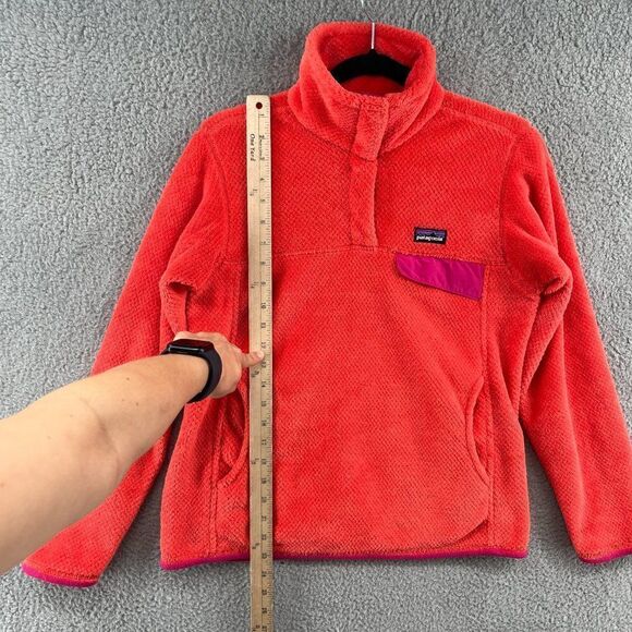 Patagonia Re-Tool T Snap Coral Orange Fleece Pullover - Picture 9 of 12